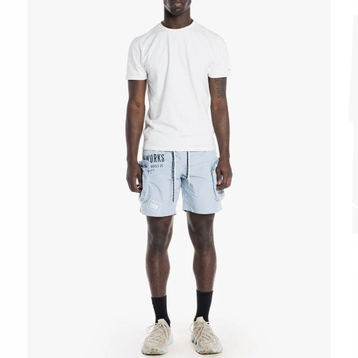 Smoke Rise Printed Utility Fashion Nylon Shorts (Pale Blue) WS22282 - Image 5