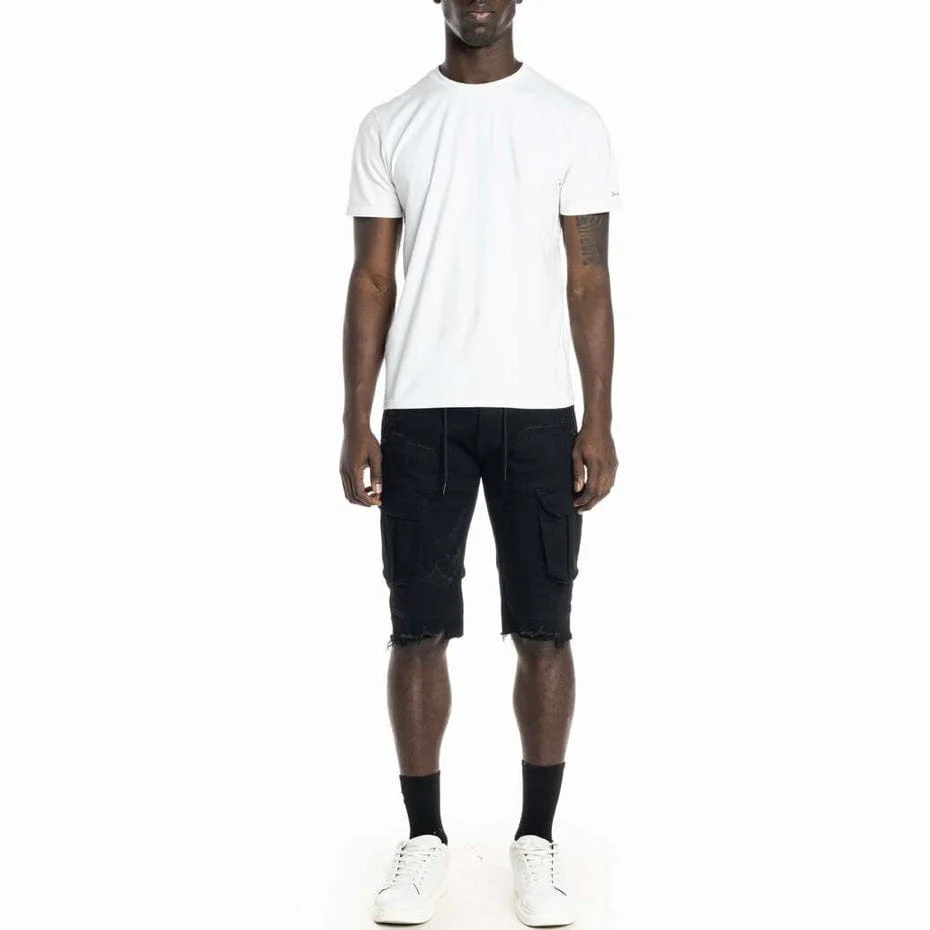 Smoke Rise Rip & Repair Semi Basic Twill Shorts (Black) JS22234 - Image 5