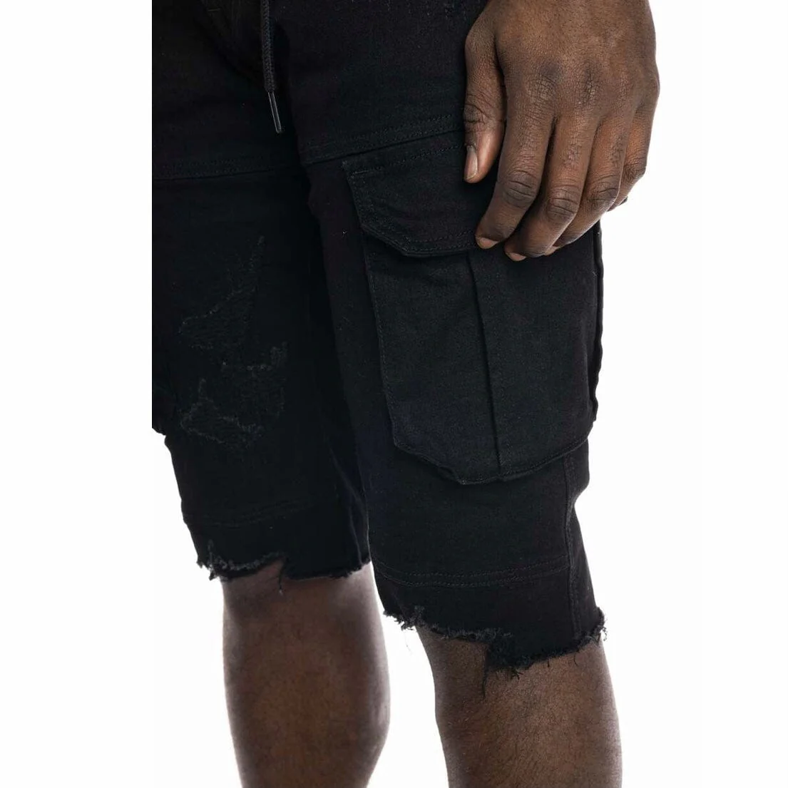 Smoke Rise Rip & Repair Semi Basic Twill Shorts (Black) JS22234 - Image 7