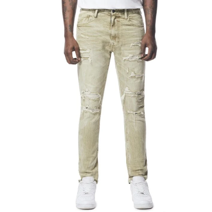 Smoke Rise Rip & Repaired Color Jeans (Light Oak) JP23532 - Image 3