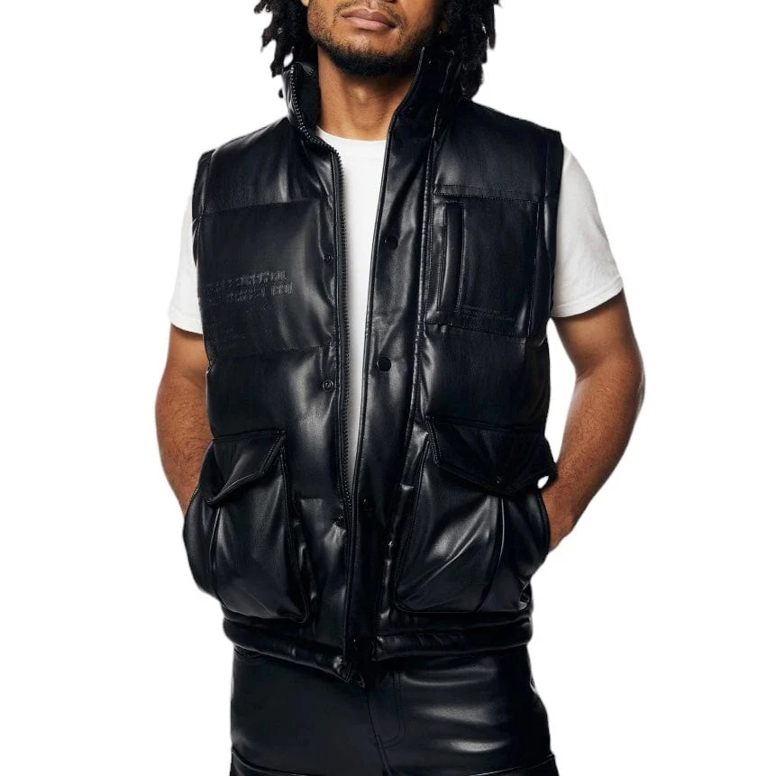 Smoke Rise Utility Vegan Leather Vest (Black) WV23685 - Image 10