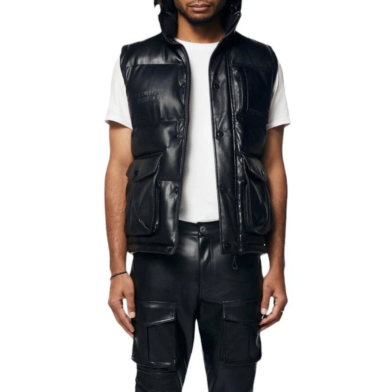 Smoke Rise Utility Vegan Leather Vest (Black) WV23685 - Image 3