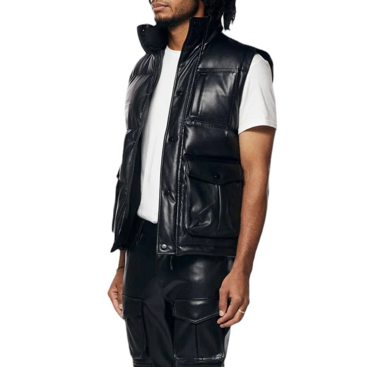 Smoke Rise Utility Vegan Leather Vest (Black) WV23685 - Image 4