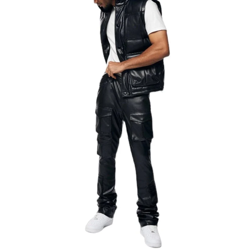 Smoke Rise Utility Vegan Leather Vest (Black) WV23685 - Image 7