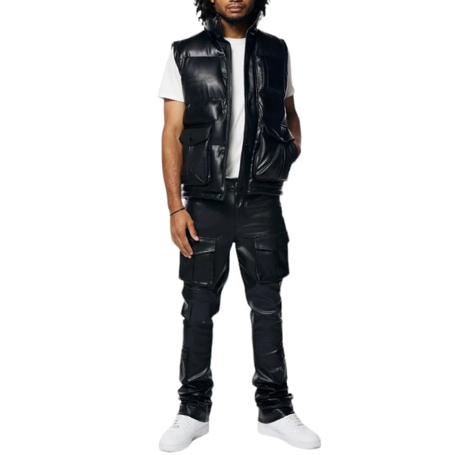Smoke Rise Utility Vegan Leather Vest (Black) WV23685 - Image 8