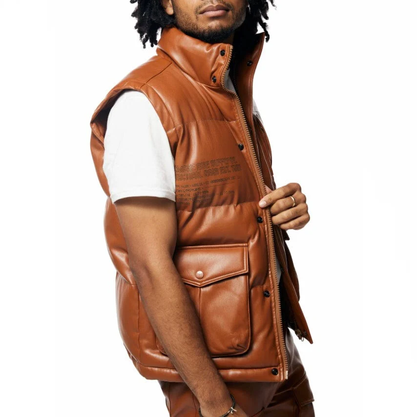 Smoke Rise Utility Vegan Leather Vest (Cognac) WV23685 - Image 10