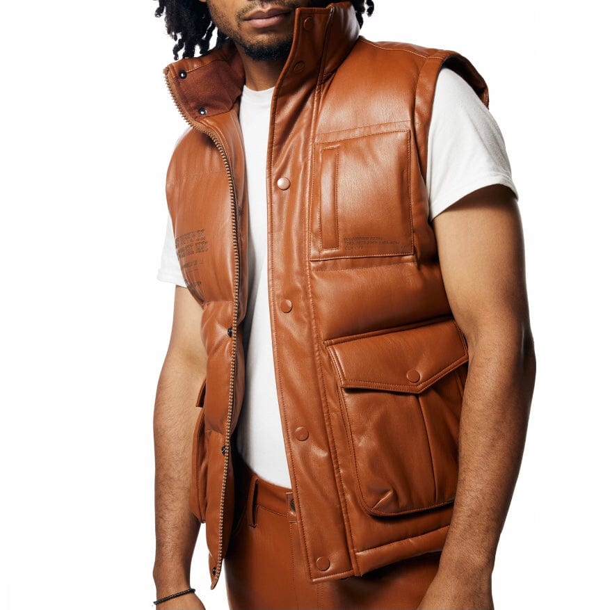 Smoke Rise Utility Vegan Leather Vest (Cognac) WV23685 - Image 11