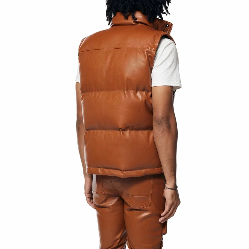 Smoke Rise Utility Vegan Leather Vest (Cognac) WV23685 - Image 5