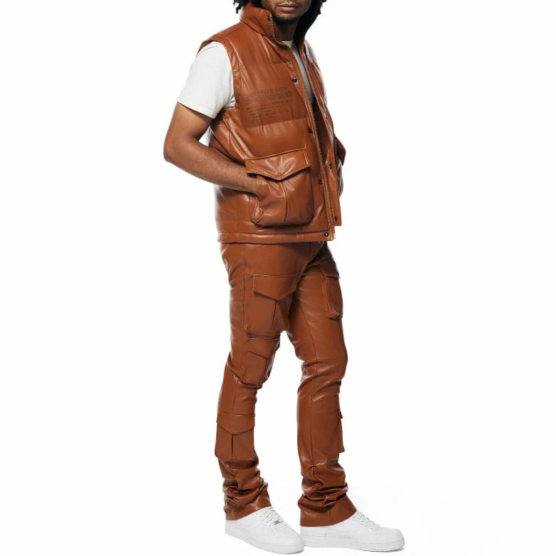 Smoke Rise Utility Vegan Leather Vest (Cognac) WV23685 - Image 6