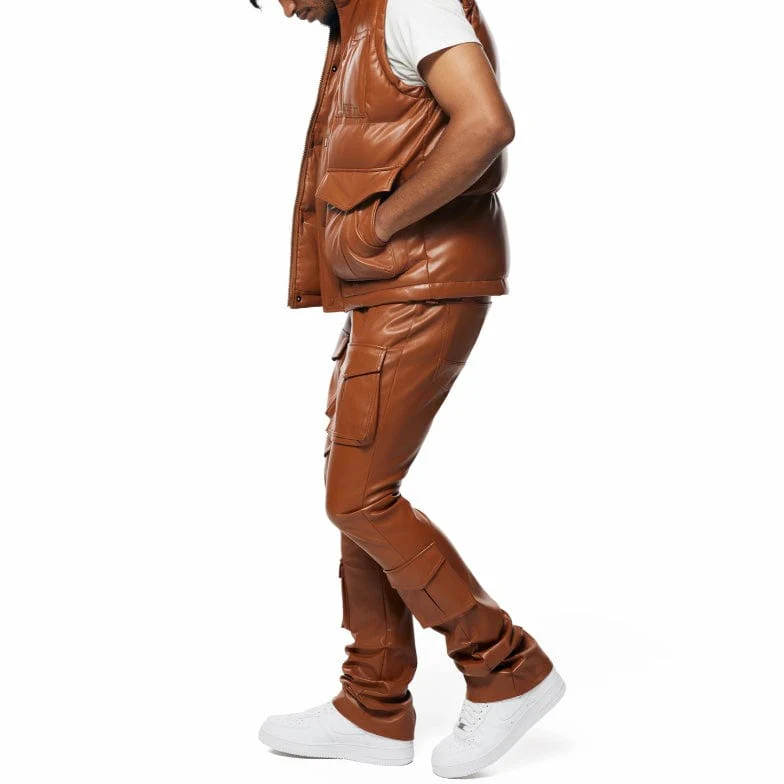 Smoke Rise Utility Vegan Leather Vest (Cognac) WV23685 - Image 7