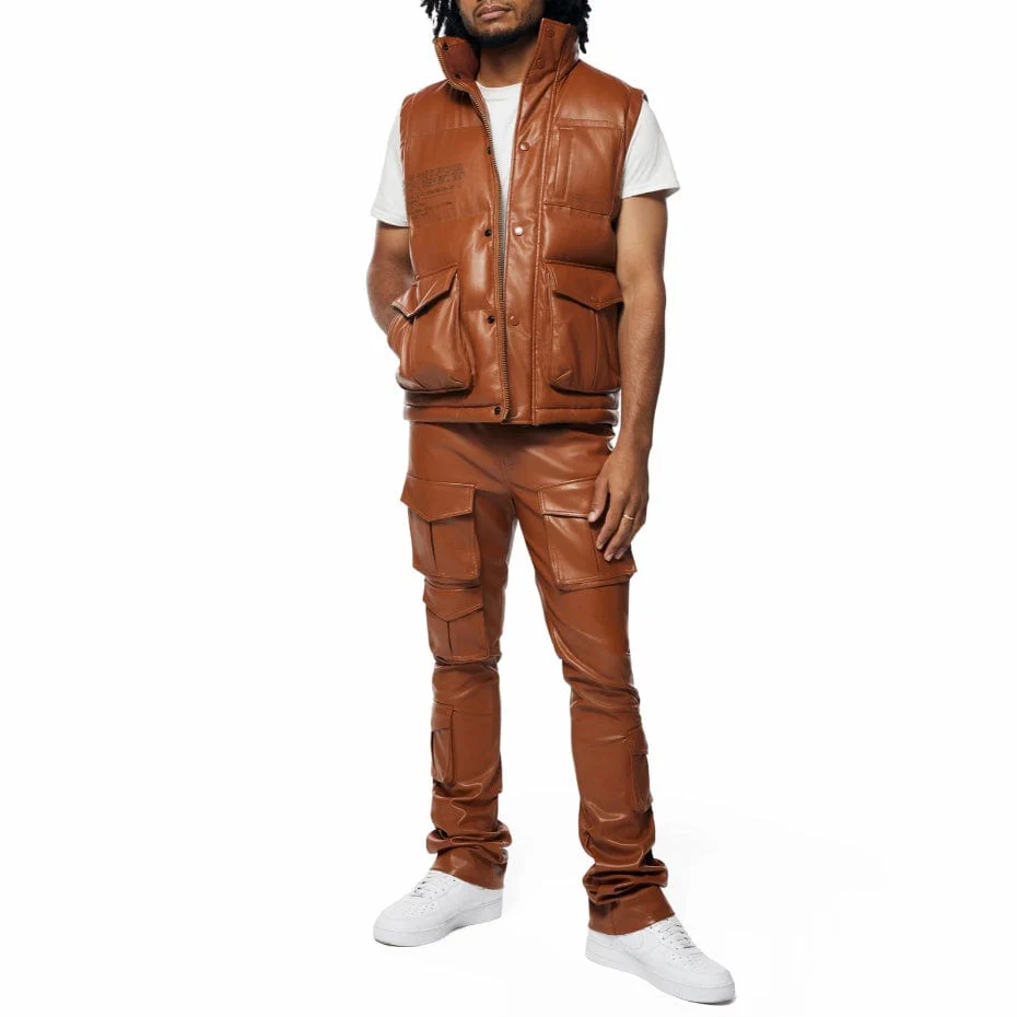 Smoke Rise Utility Vegan Leather Vest (Cognac) WV23685 - Image 9