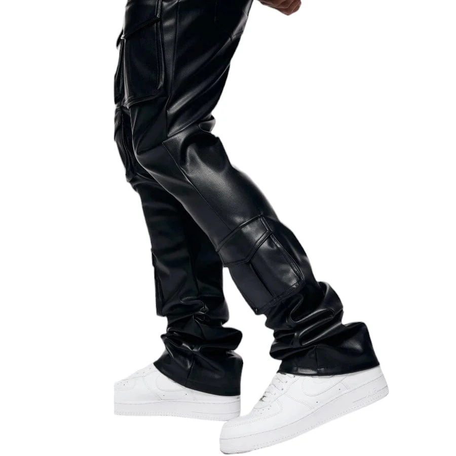 Smoke Rise Vegan Leather Stacked Utility Pants (Black) WP23685 - Image 10