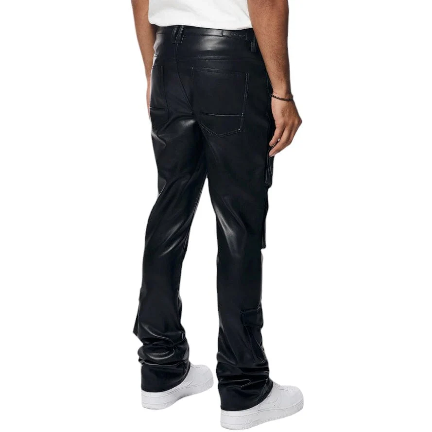 Smoke Rise Vegan Leather Stacked Utility Pants (Black) WP23685 - Image 5