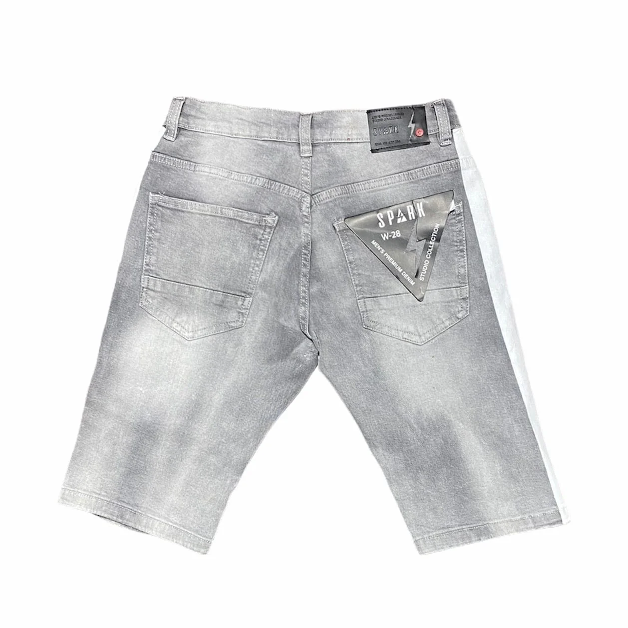 Spark Ripped Stripe Shorts (Grey/White) 11035A - Image 2