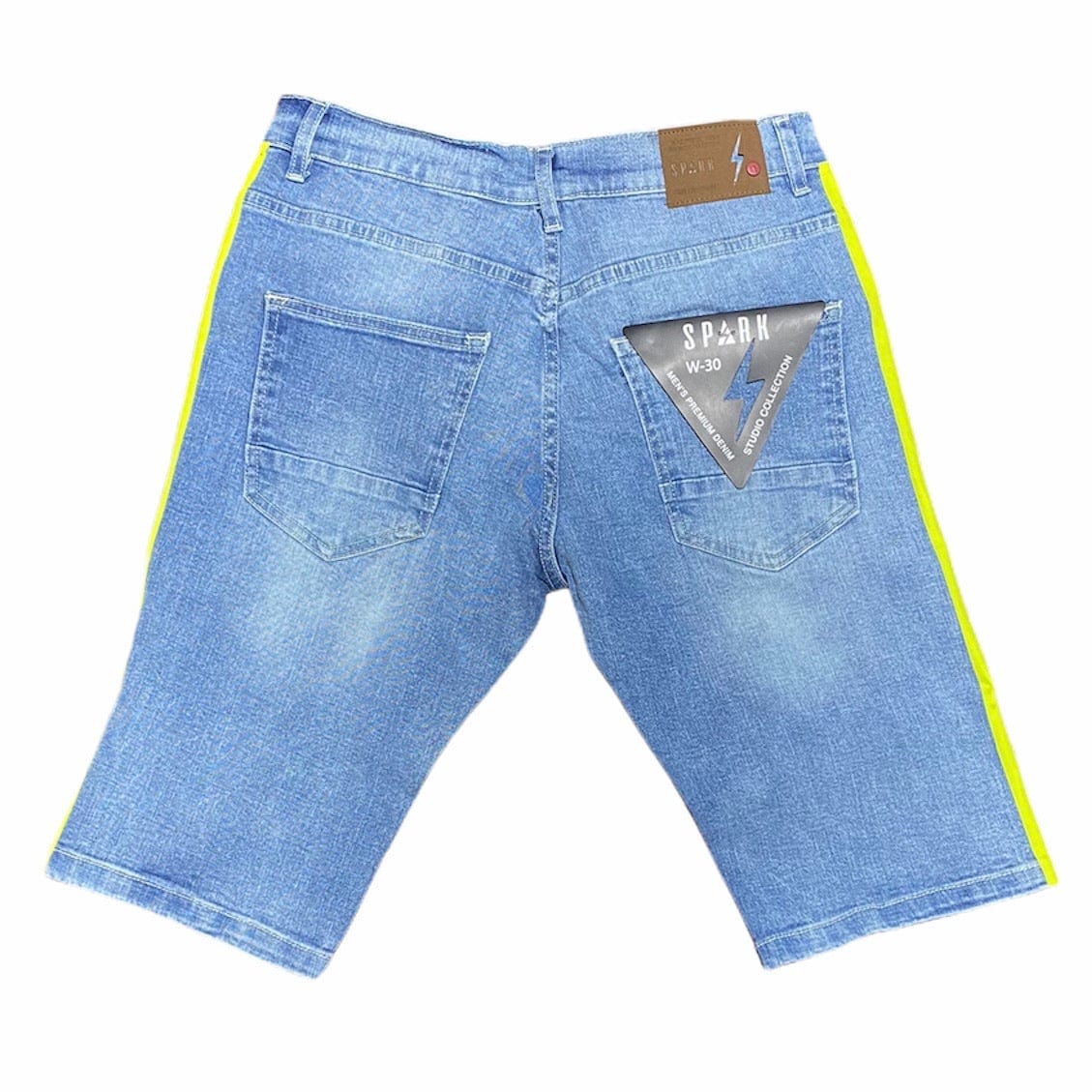 Spark Ripped Stripe Shorts (Light Blue/Lime) 11035A - Image 2