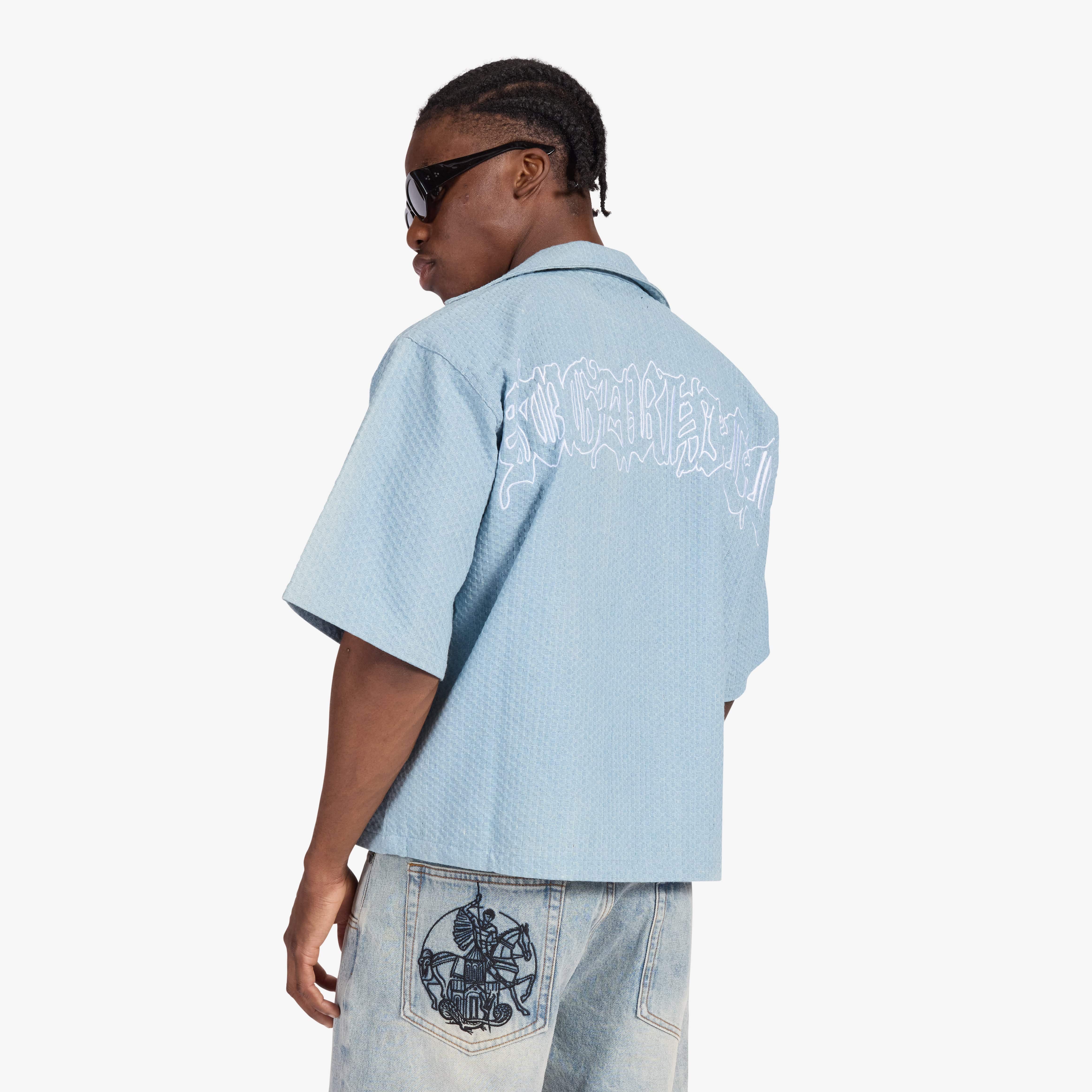 "Springfield" Jacquard Work Shirt (light blue) - Image 3