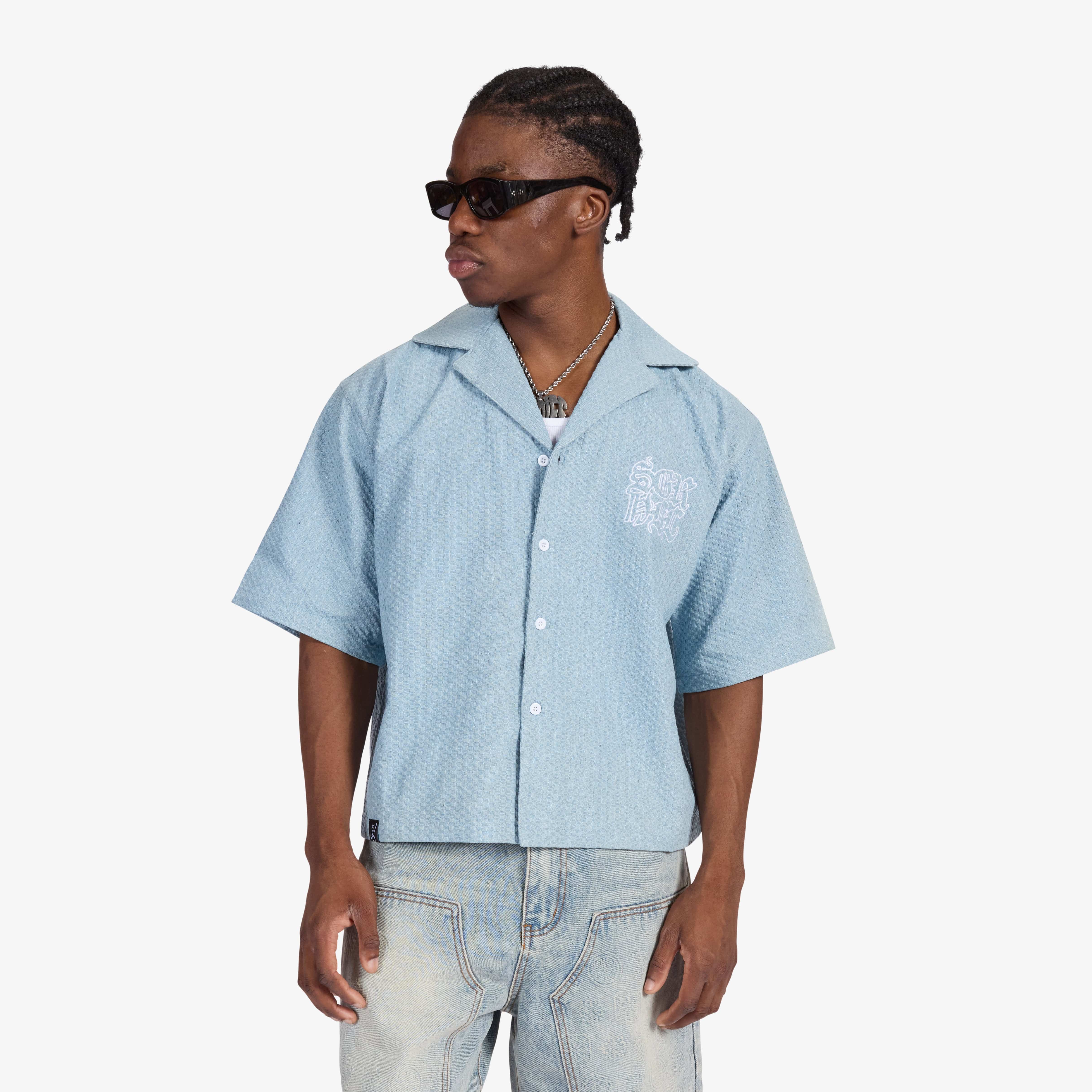 "Springfield" Jacquard Work Shirt (light blue) - Image 6
