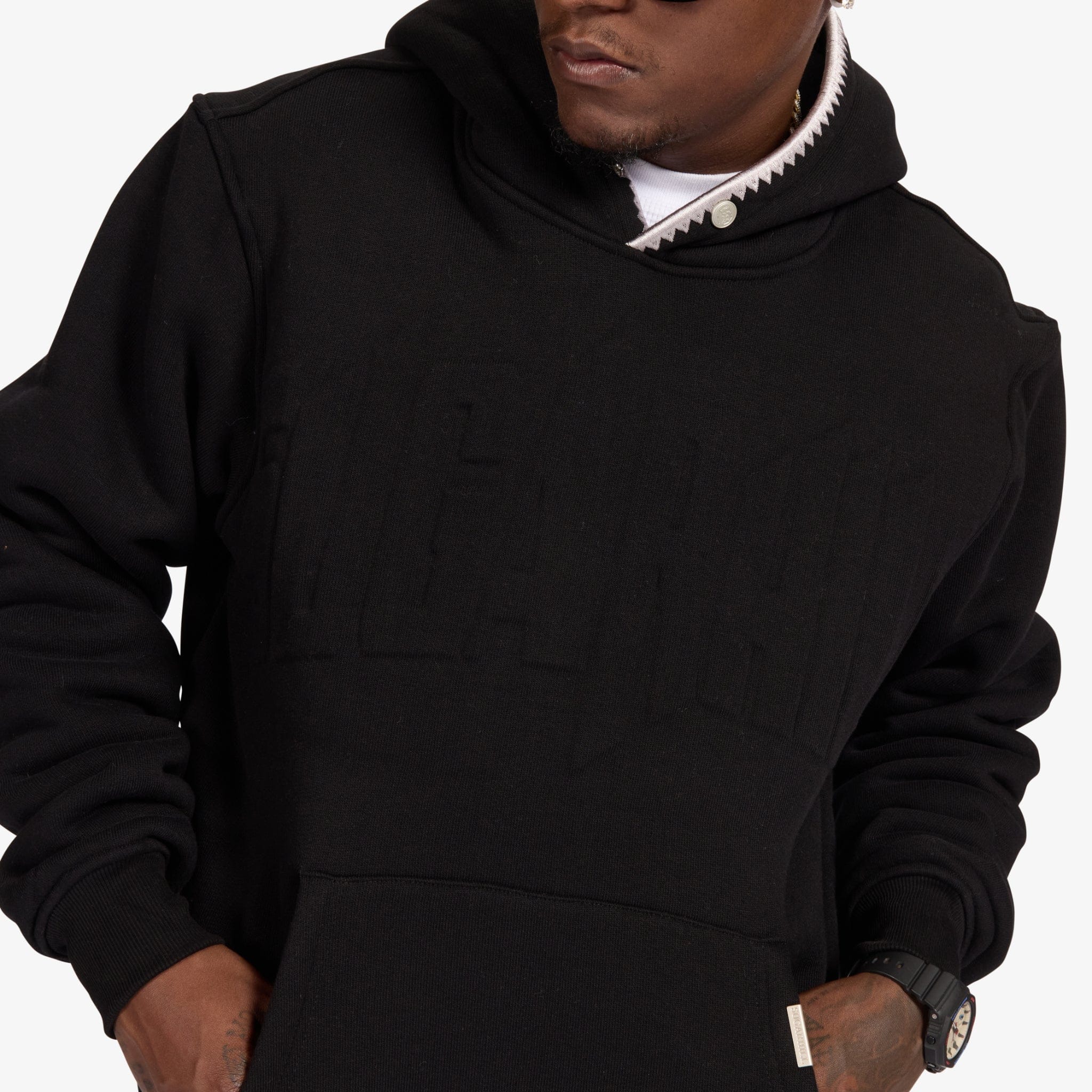 "Staring" Embossed Hoodie (black) - Image 3