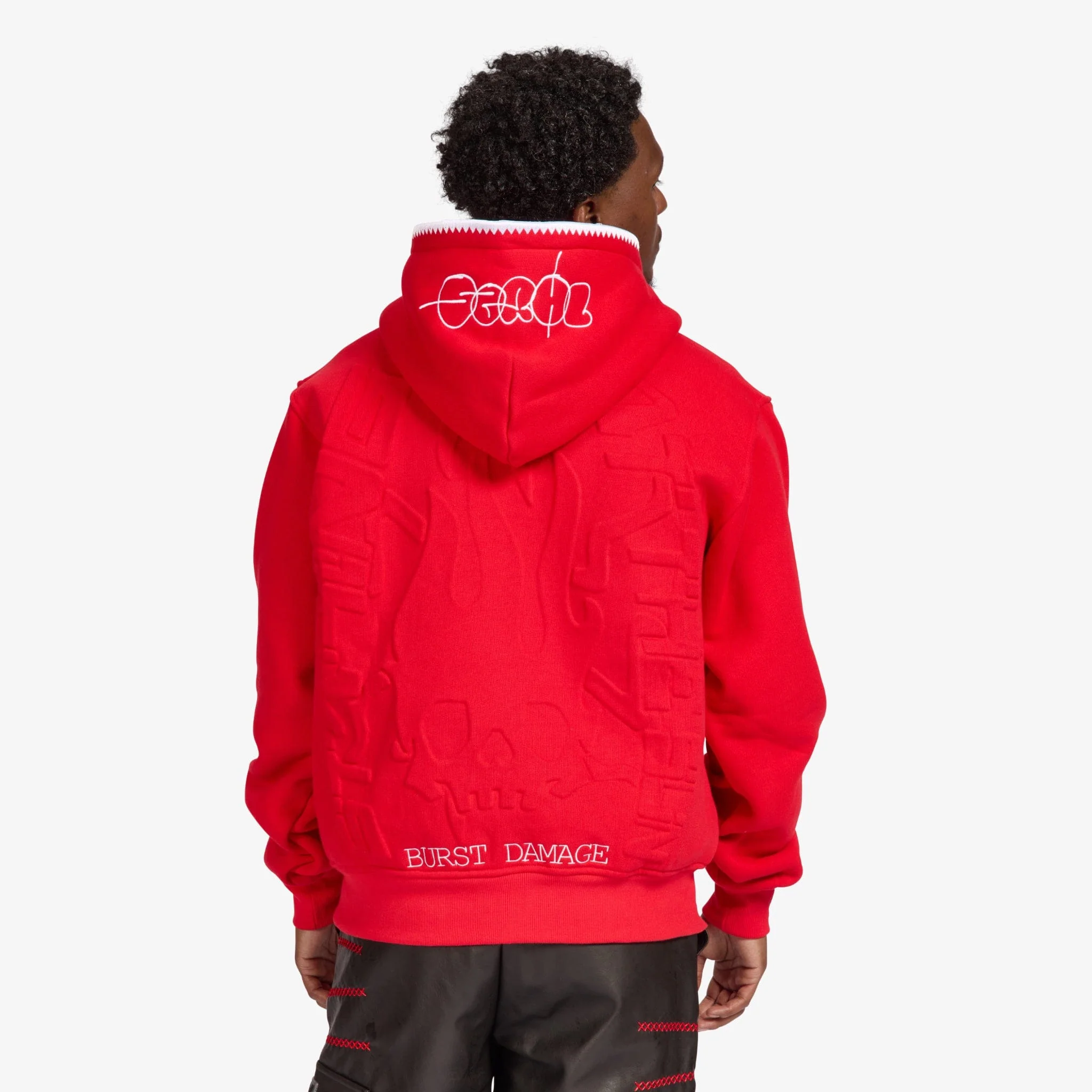"Staring" Embossed Hoodie (red)