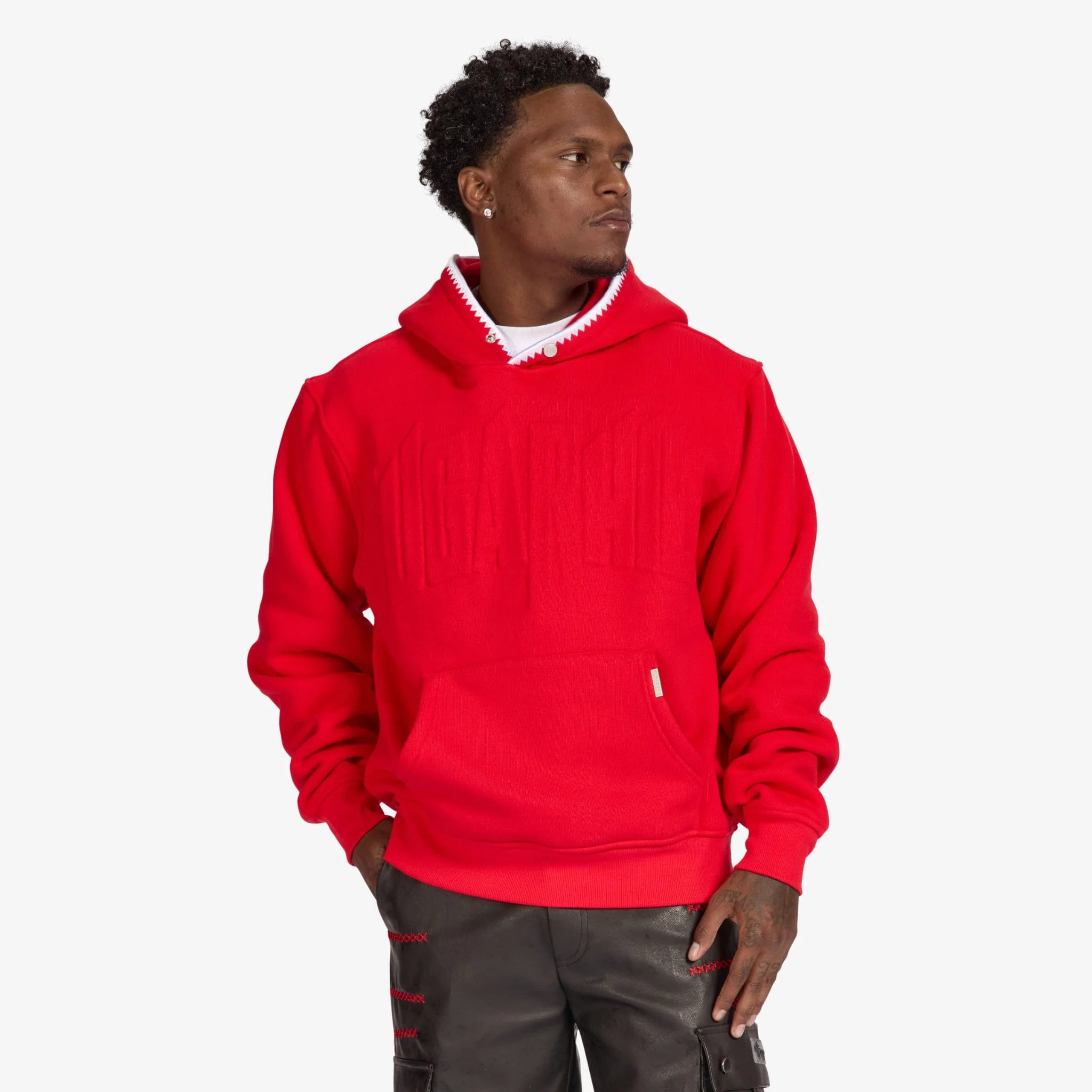 "Staring" Embossed Hoodie (red) - Image 2
