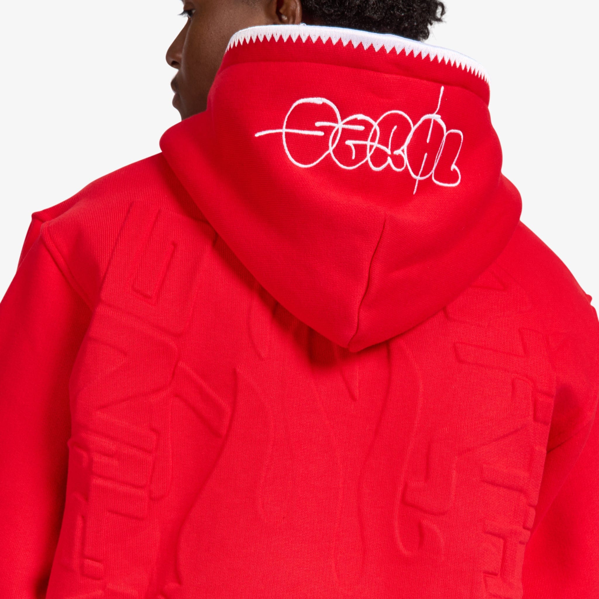 "Staring" Embossed Hoodie (red) - Image 3
