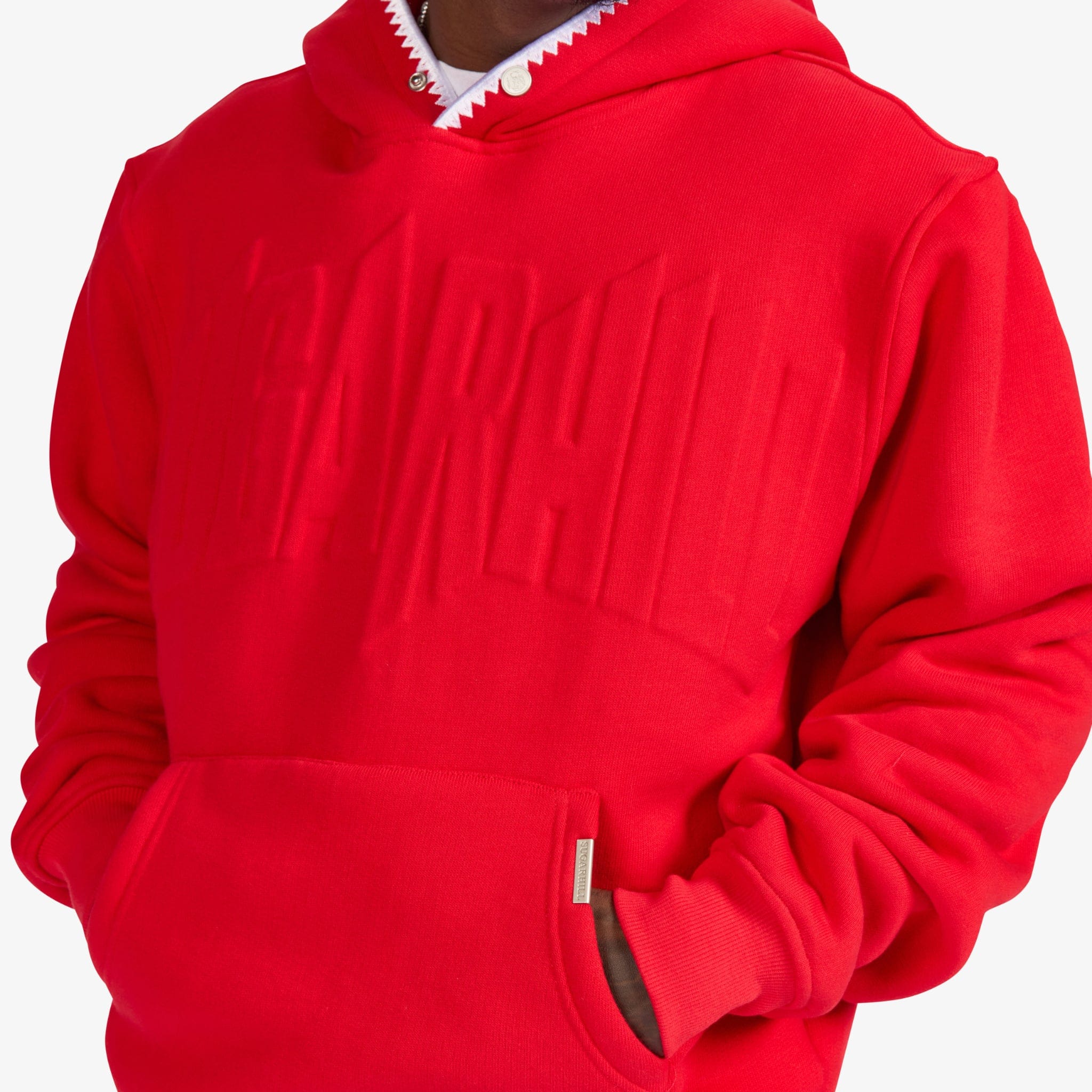 "Staring" Embossed Hoodie (red) - Image 4
