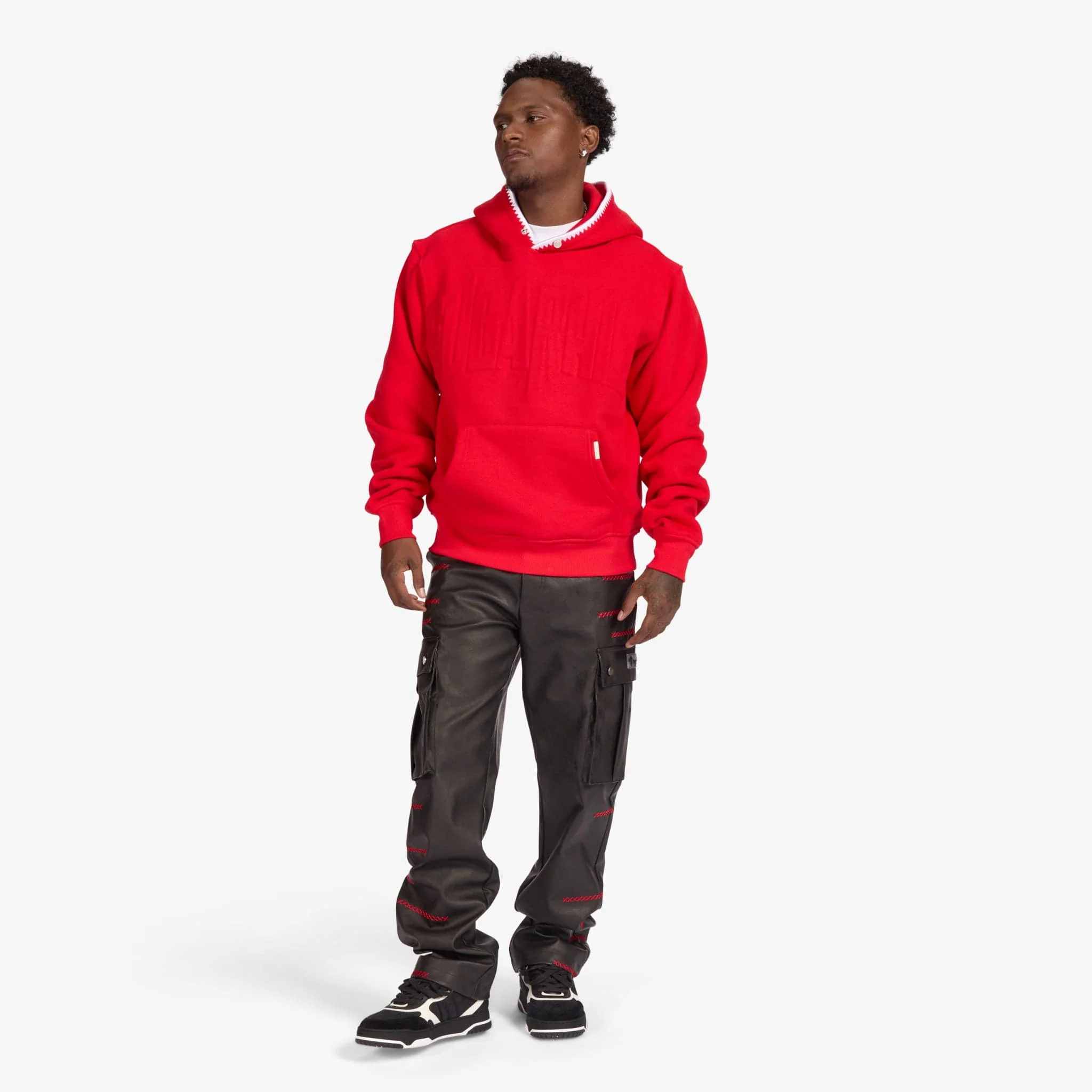 "Staring" Embossed Hoodie (red) - Image 6