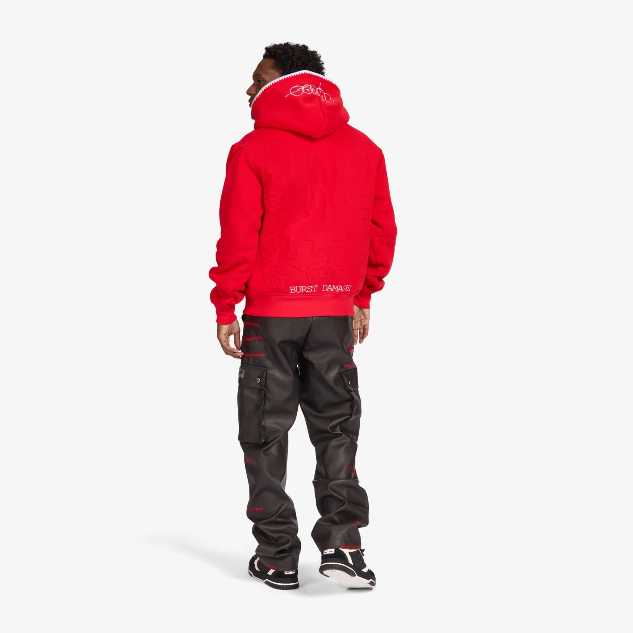 "Staring" Embossed Hoodie (red) - Image 7