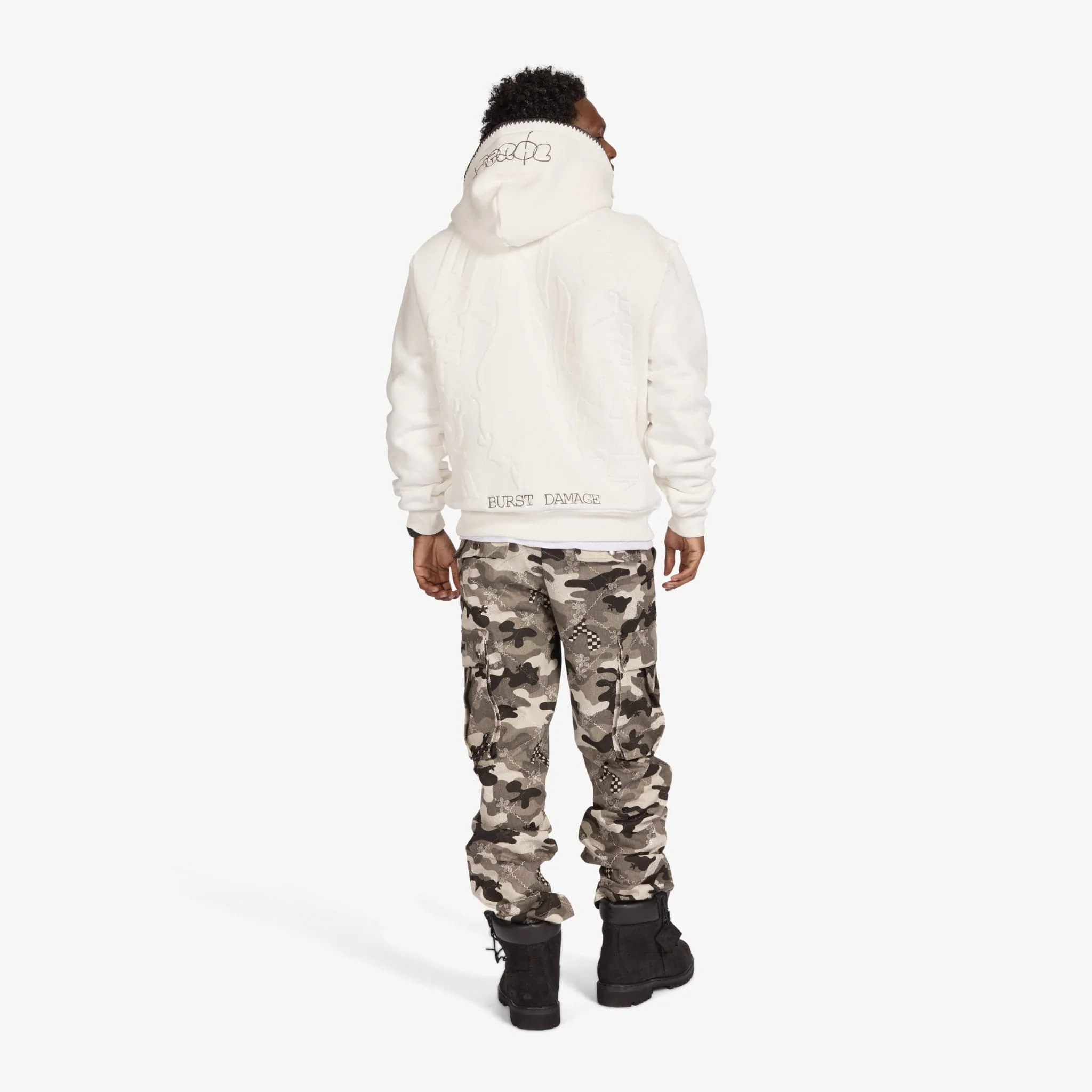 "Staring" Embossed Hoodie (white) - Image 3