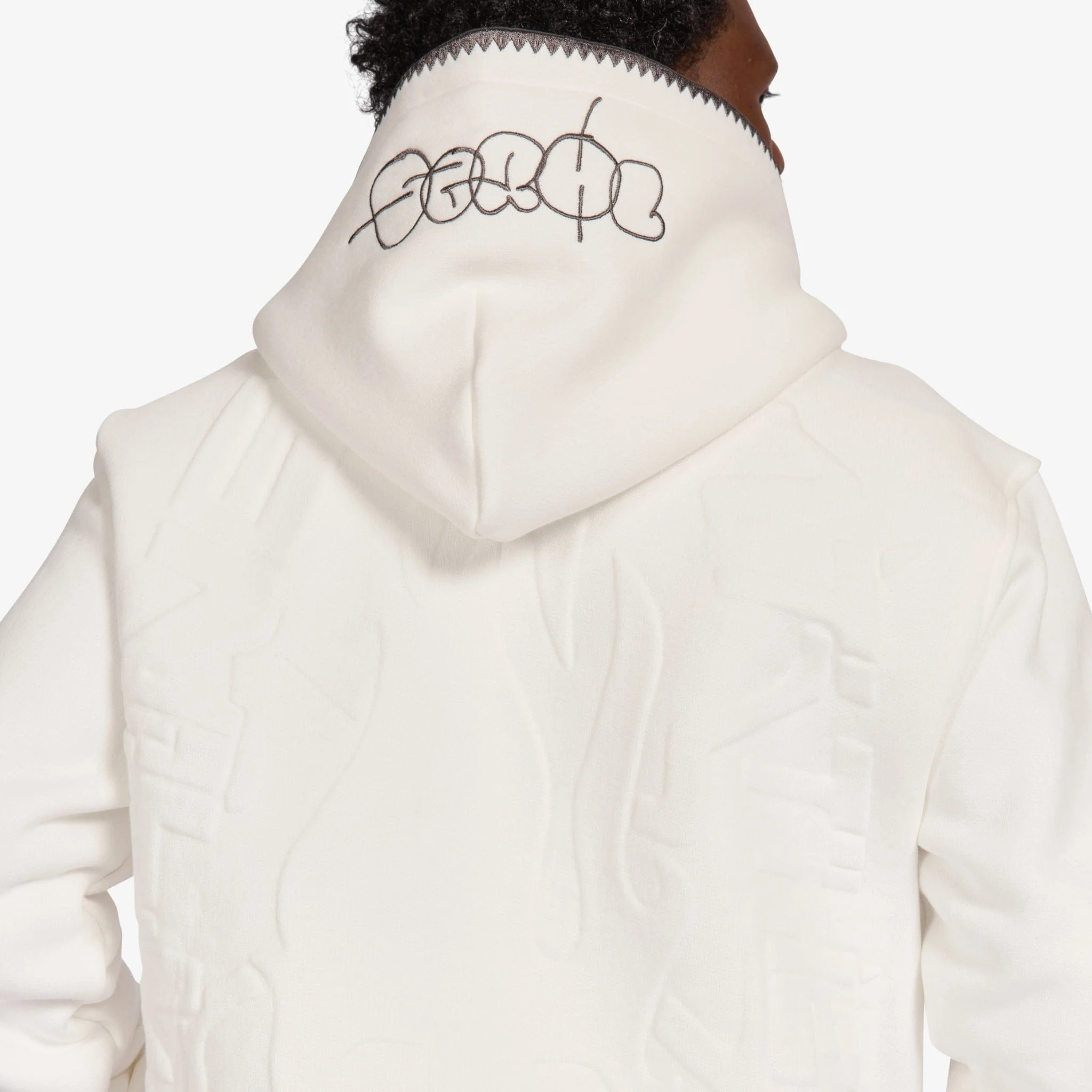 "Staring" Embossed Hoodie (white) - Image 4