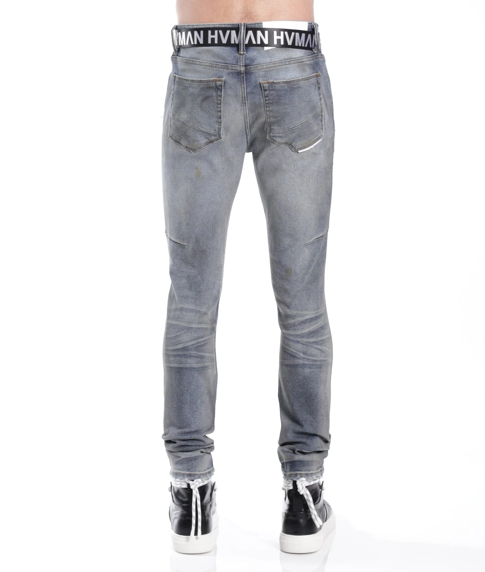 STRAT SUPER SKINNY FIT JEAN w/BLACK BELT IN ALLOY - Image 2
