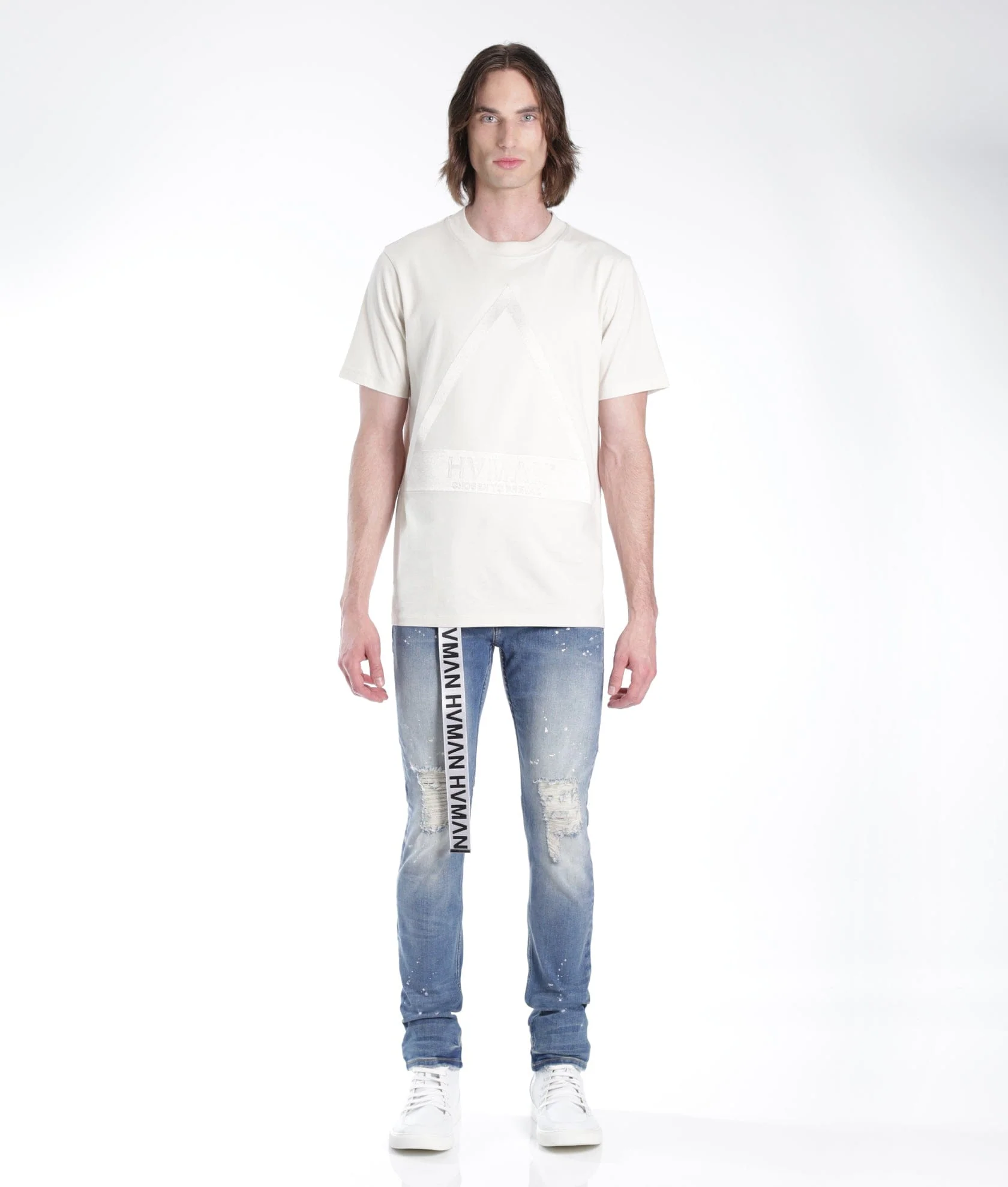 STRAT SUPER SKINNY FIT JEAN w/WHITE BELT IN LICHEN - Image 2