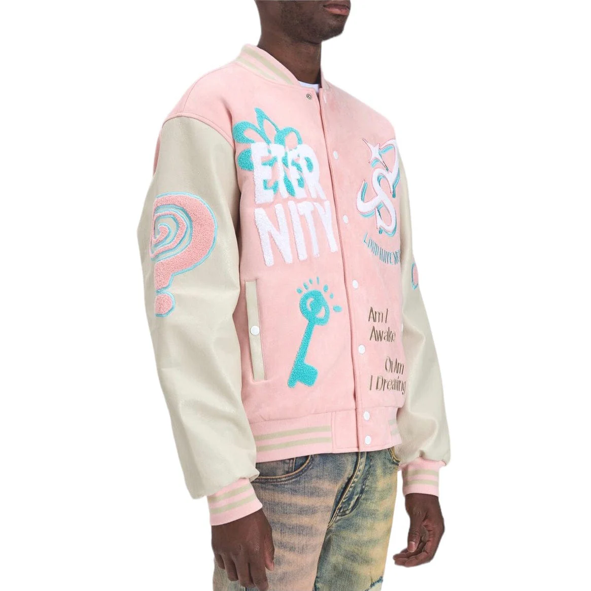Sugar Hill "Mercy" Suede Letterman Jacket (Pink Suede) SH24-SPR1-17 - Image 2