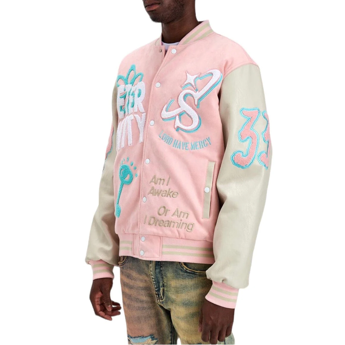 Sugar Hill "Mercy" Suede Letterman Jacket (Pink Suede) SH24-SPR1-17 - Image 3
