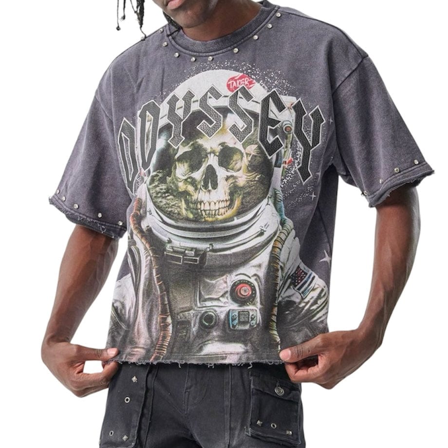 Taker Digital Print Cropped T Shirt (Gray) T5202 - Image 2