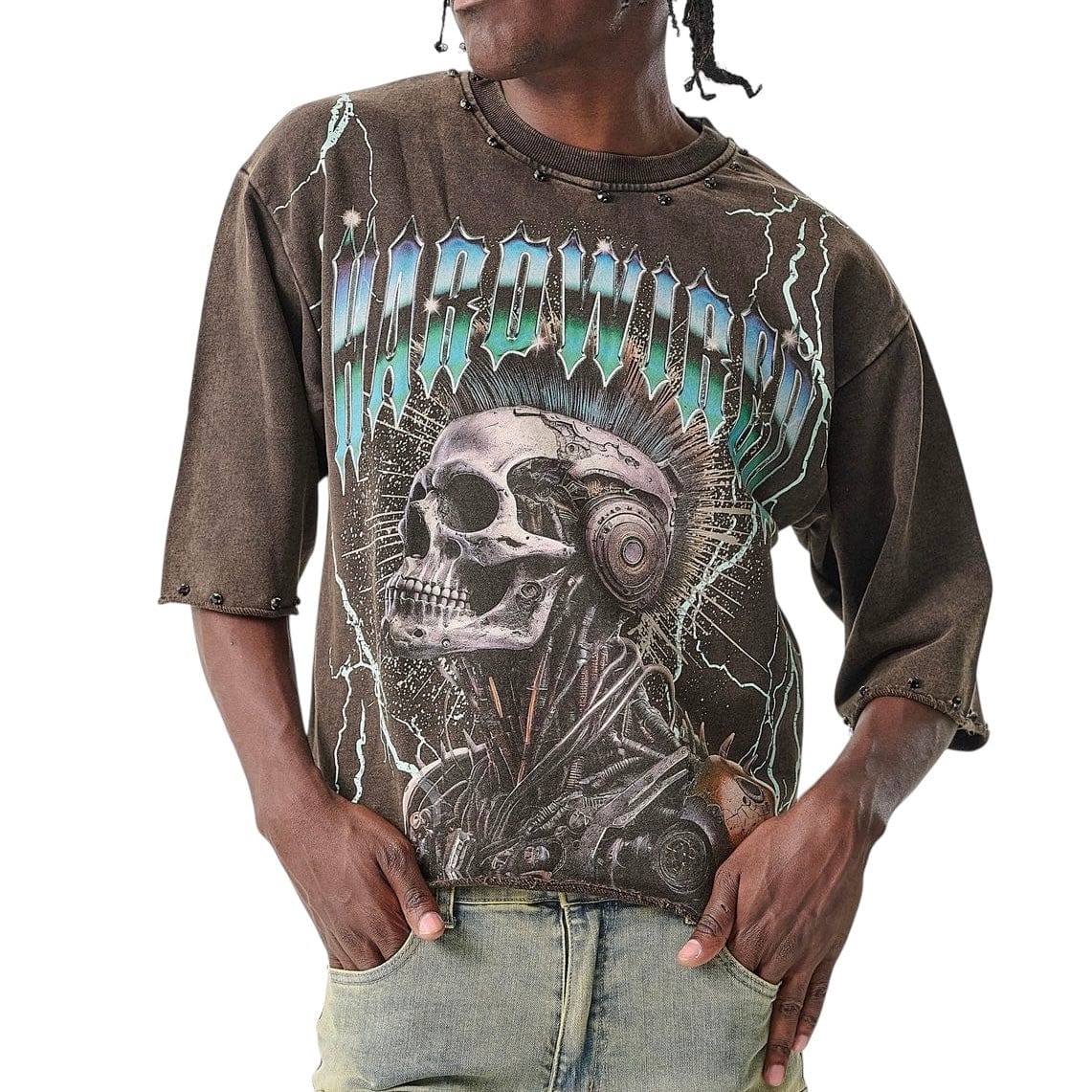 Taker Hardwired Cropped T Shirt (Brown) T5208 - Image 2