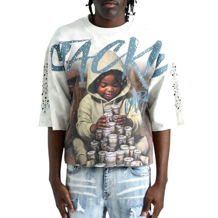 Taker Stackin' My Paper Cropped Tee (Cream)
