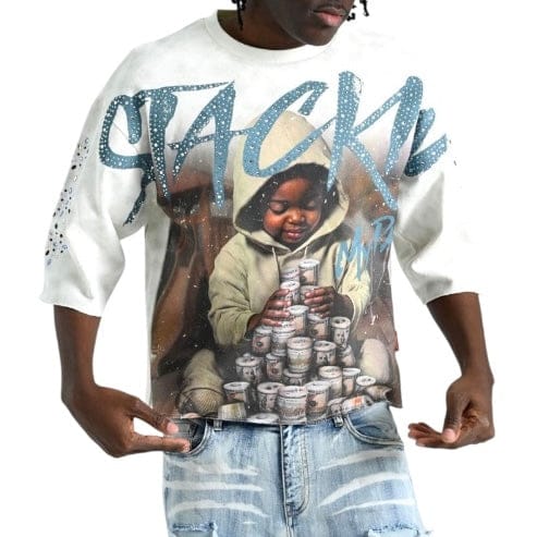 Taker Stackin' My Paper Cropped Tee (Cream) - Image 2