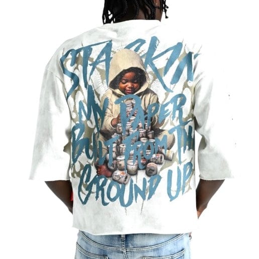 Taker Stackin' My Paper Cropped Tee (Cream) - Image 3