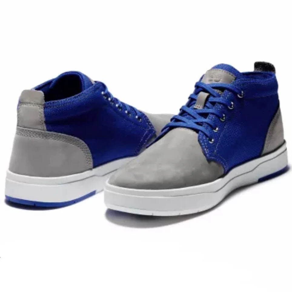 Timberland Davis Square Mixed-Media Chukka Shoes (Grey Nubuck/Blue) A2J7Z030 - Image 5