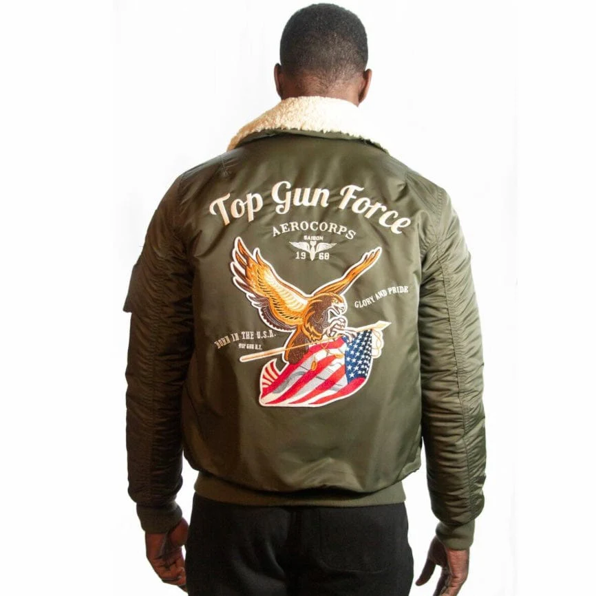Top Gun Force CW45 Bomber Jacket (Olive) TGJ2236 - Image 2