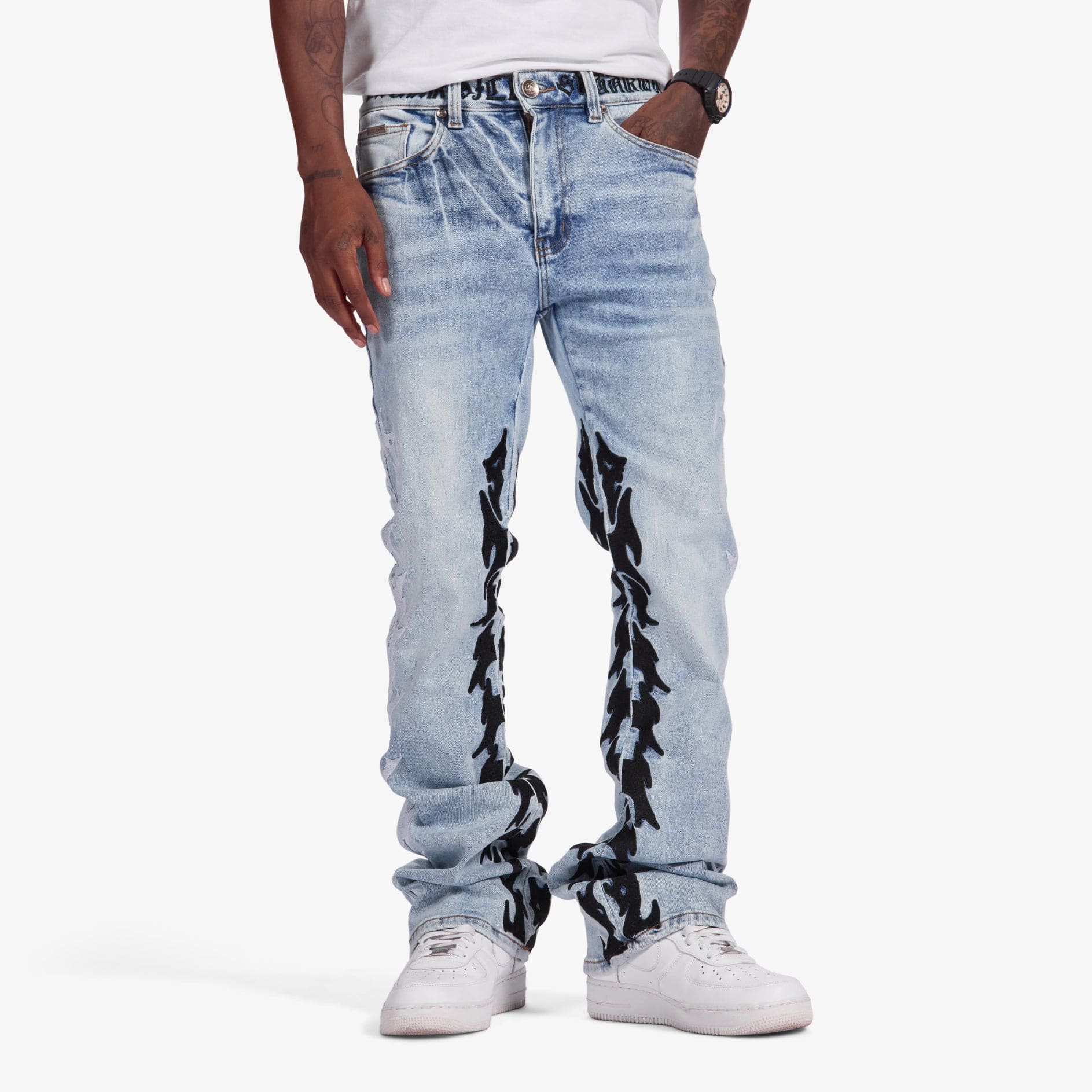 "Toxins" Stacked Jeans (blue wash) - Image 4