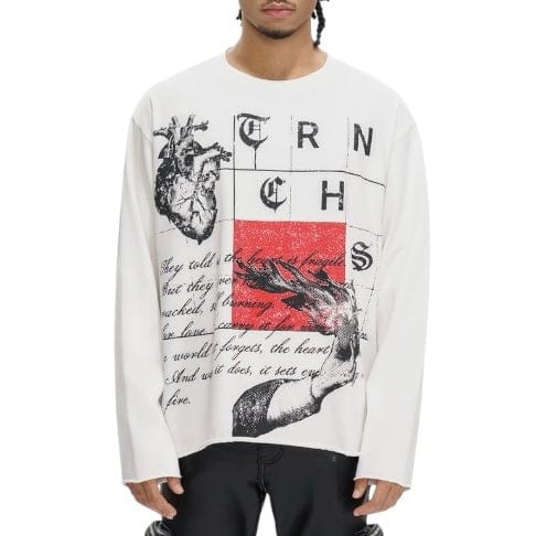 Trnchs Burning Heart Long Sleeve Tee (White)