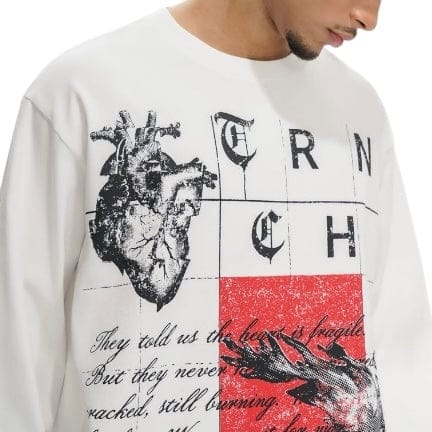 Trnchs Burning Heart Long Sleeve Tee (White) - Image 5