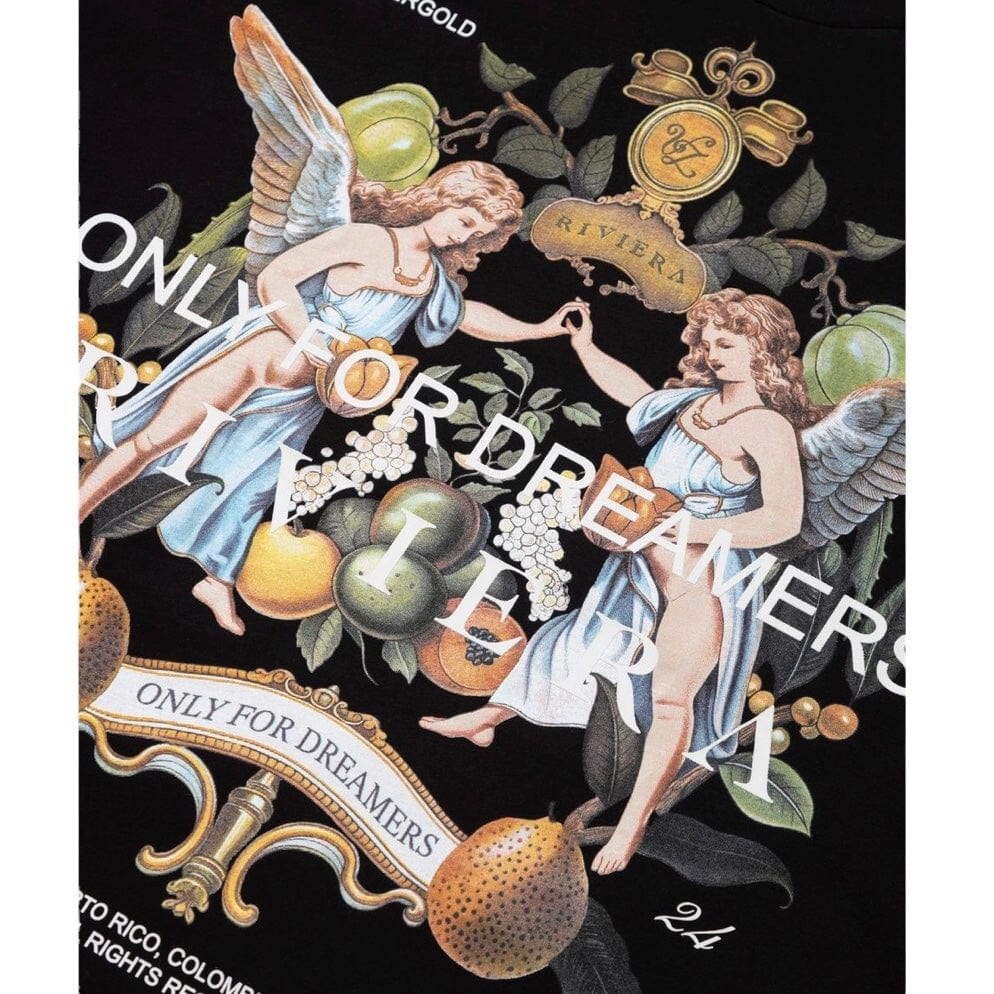Undergold Riviera Fruit Angels Boxy T Shirt (Black) - Image 6