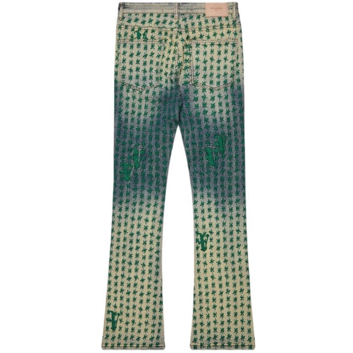 Valabasas Asterisk Stacked Flare Jean (Blue/Green) VLBS1101623 - Image 2