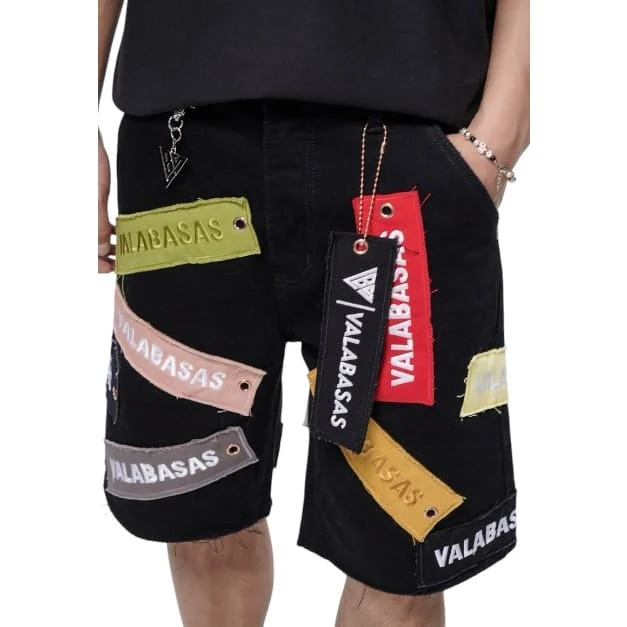 Valabasas Banner Denim Shorts (Jet Black) VLBS-VSH2-1031 - Image 7