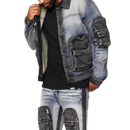 Valabasas Captain Denim Jacket (Blue Black Wash) VLBS6035 - Image 2
