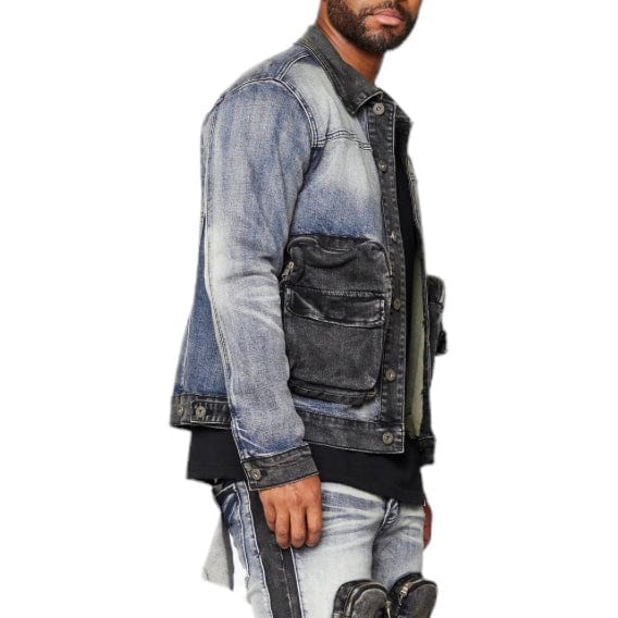 Valabasas Captain Denim Jacket (Blue Black Wash) VLBS6035 - Image 3