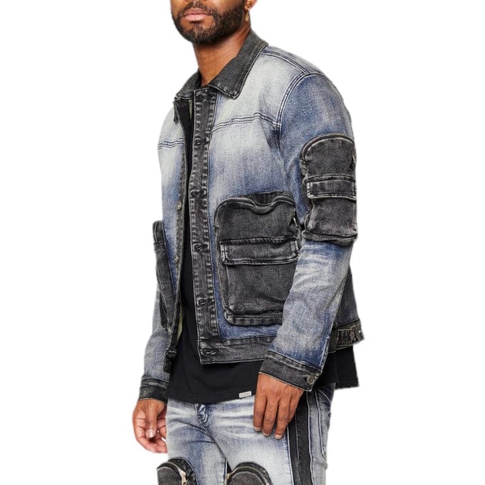 Valabasas Captain Denim Jacket (Blue Black Wash) VLBS6035 - Image 4